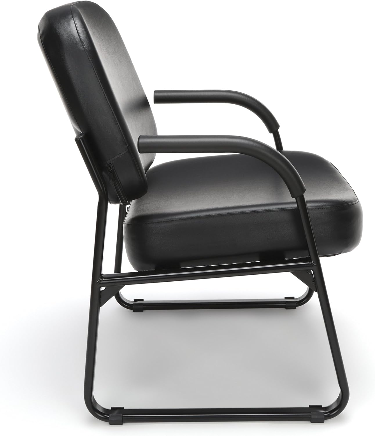 OFM Core Collection Big and Tall Guest and Reception Chair with Arms, Anti-Microbial/Anti-Bacterial Vinyl, in Black (407-VAM-606): Furniture & Decor