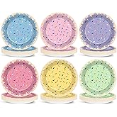 Yiaoyinnz 60Pcs Ice Cream Paper Plates for Sweet One Donuts Tableware Supplies Colorful Donuts Sprinkle Disposable Dinnerware Set for Baby Shower Girls Ice Cream Birthday Party Decorations 7Inch