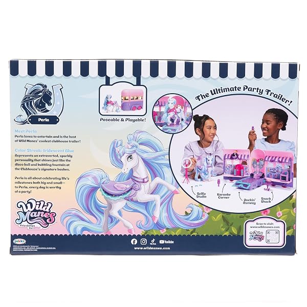 WILD MANES HORSE TOYS PERLA’S CLUBHOUSE TRAILER PLAYSET WITH PERLA HORSE DOLL FIGURE, WITH OVER 25 INTERACTIVE FEATURES