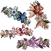 4PCS Colorful Vintage Flower Design Metal Small French Barrettes Hair Clasps Accessories Women