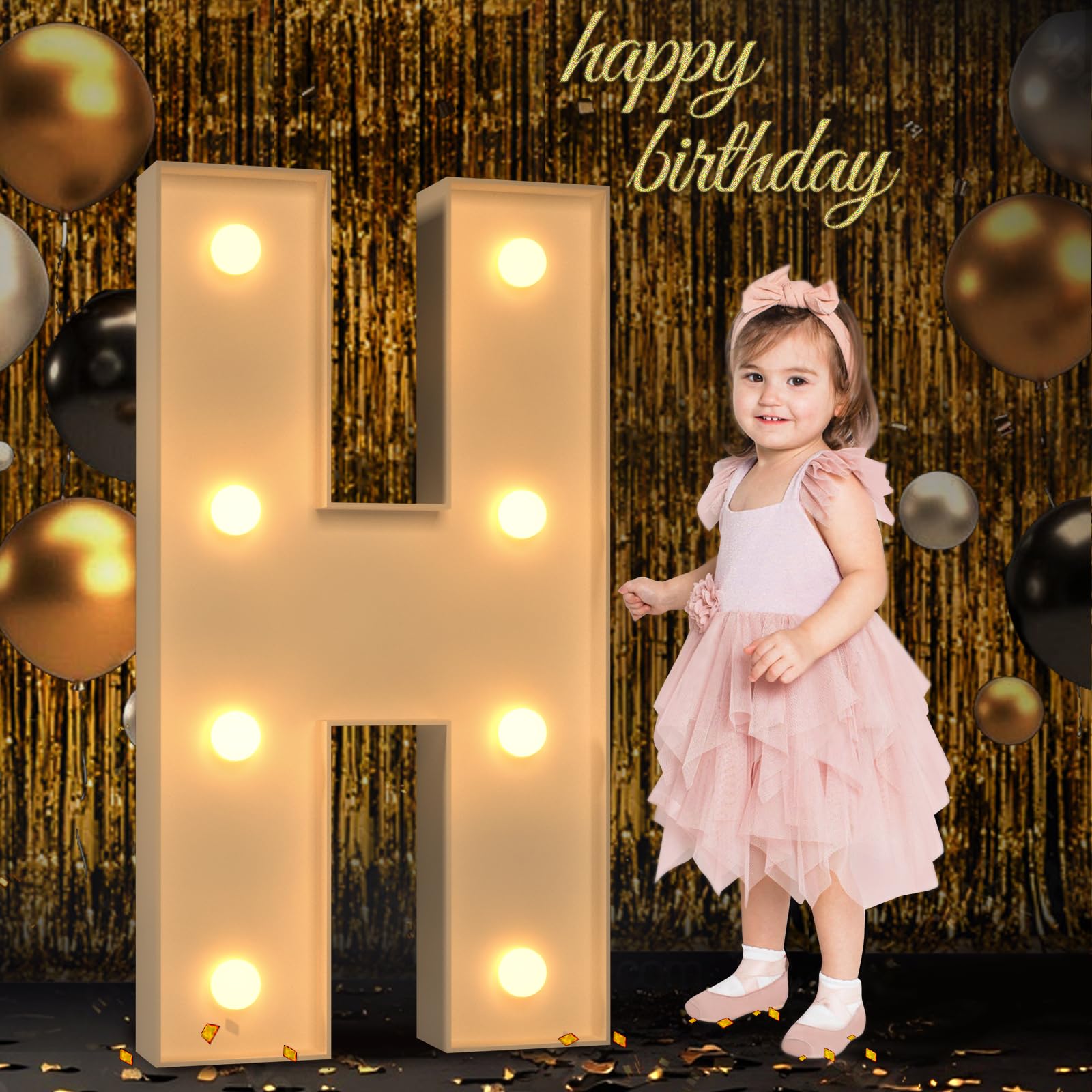 Photo 1 of Mixifox Marquee Light Up Letters, 3FT Large Light Up Letters for Party, Marquee Numbers, Mosaic Balloon Frame