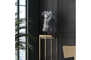 SAGEBROOK HOME Cracked Torso Sculpture - Contemporary Abstract Decorative Home Art Display on Stand - Brown Polyresin Decor Statue for Home or Office