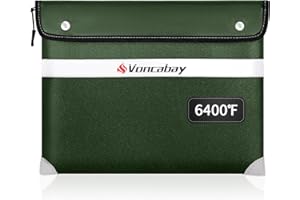 Voncabay Upgraded 6400°F Fireproof Waterproof Document Bag, Fireproof Money Bag for Cash with Zipper and Reflective Strips, 14.2" X 11" Fireproof Document Holder Pouch for Cash & Document Safe （Green）