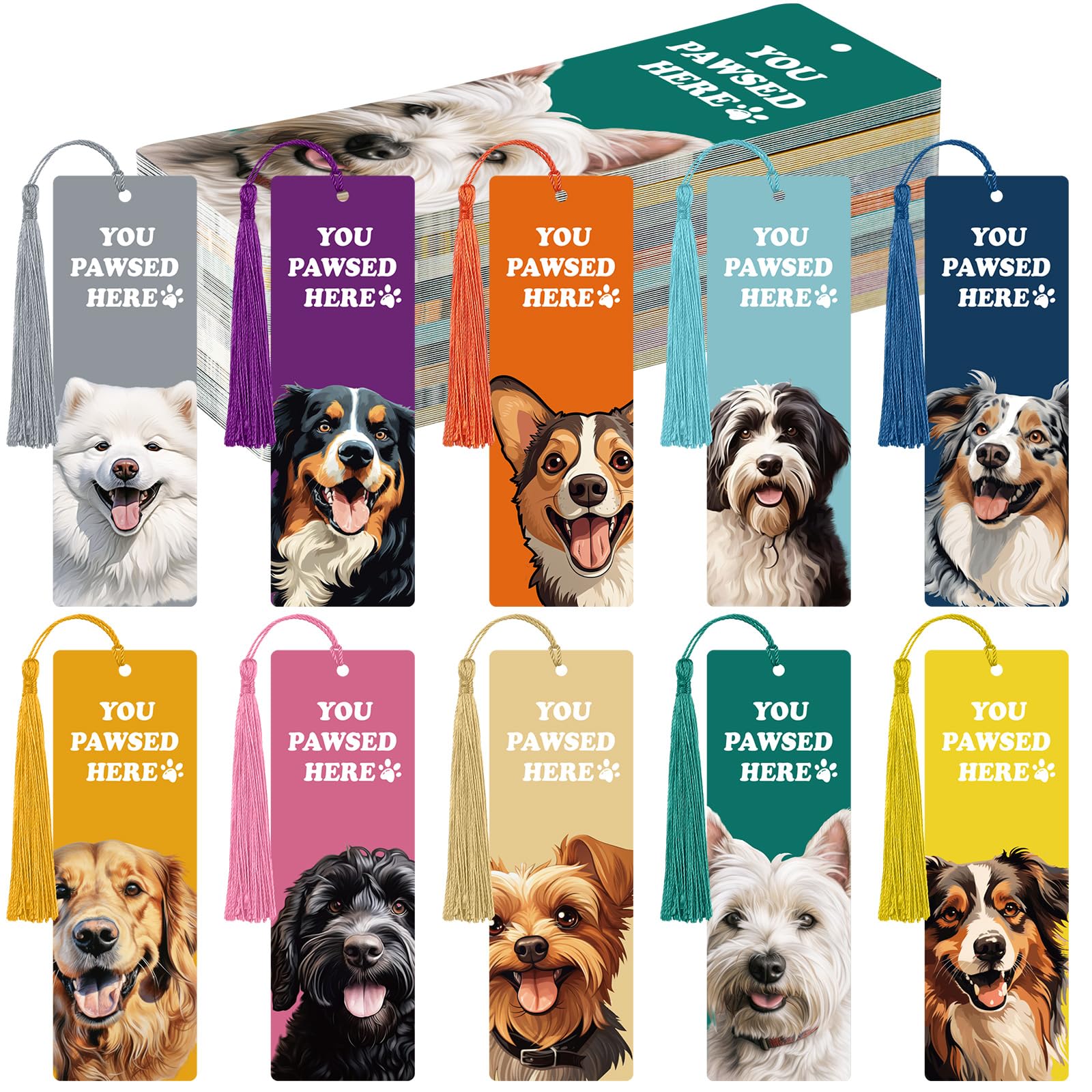 Photo 1 of Humyoun 100 Pcs Cute Dog Lovers Bookmark Paper Book Marker Reading Accessories Gifts for Women Kids Pet Puppy Lovers Party Favors Back to School Open House Students Gifts