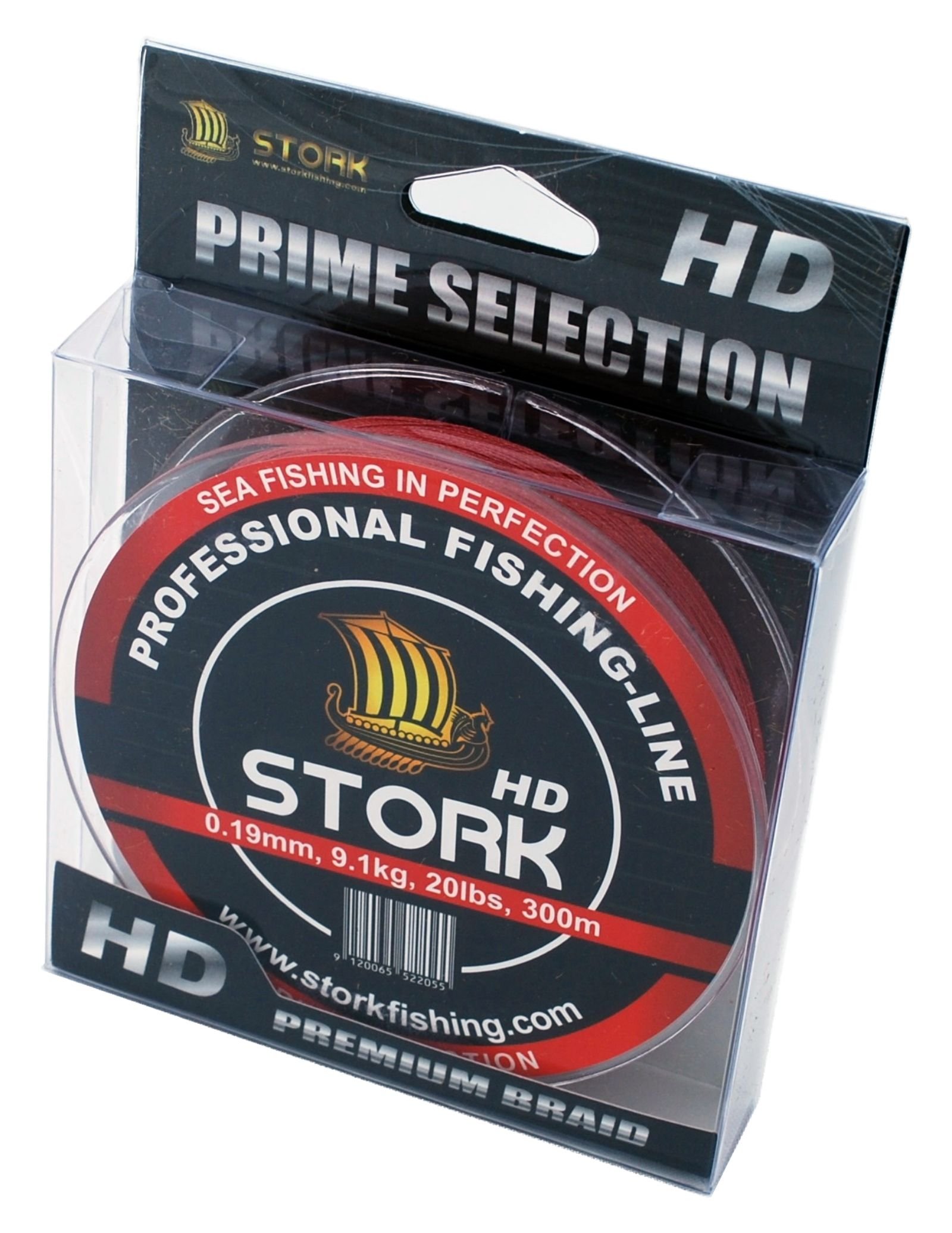 Stork HD, Stork 4-Strand Braided Fishing Line 300m (Red, 20 lbs / 9.1 kg / 0.19 mm)