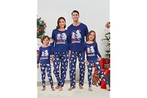Christmas Family Matching Pajamas Set Cute Polar Bear Printed Long Sleeve Sleepwear Holiday Loungewear Pjs
