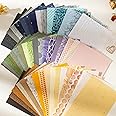 50 Sheets Scrapbook Paper Textured Handmade Paper - Mesh Fabric Mulberry Paper Decorative Mixed Set - Special Material Paper for DIY Crafts Scrapbooking Junk Journal Supplies Collage, 4.1x5.8Inches A6