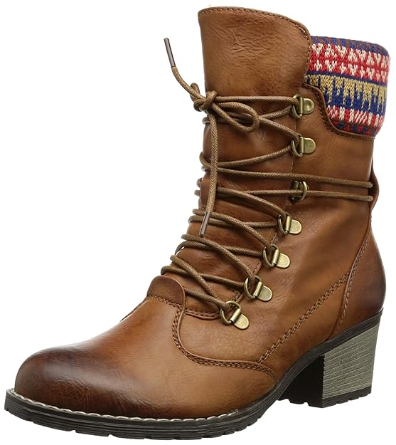 Rieker 92513 Damen Kurzschaft Schnürstiefel
