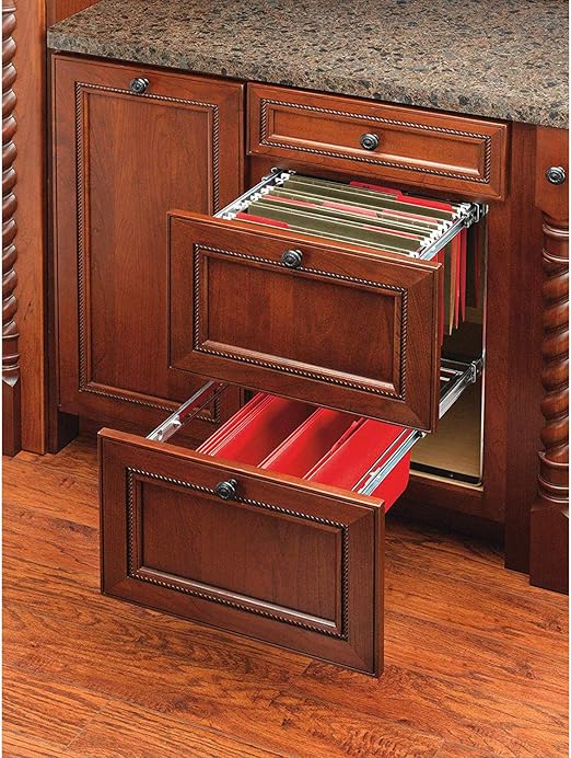 Amazon Com Rev A Shelf Ras Fd Kit Series 2 Tier Standard Height Base Cabinet File Drawer Organizer System For Letter Legal Size Files Chrome Home Kitchen