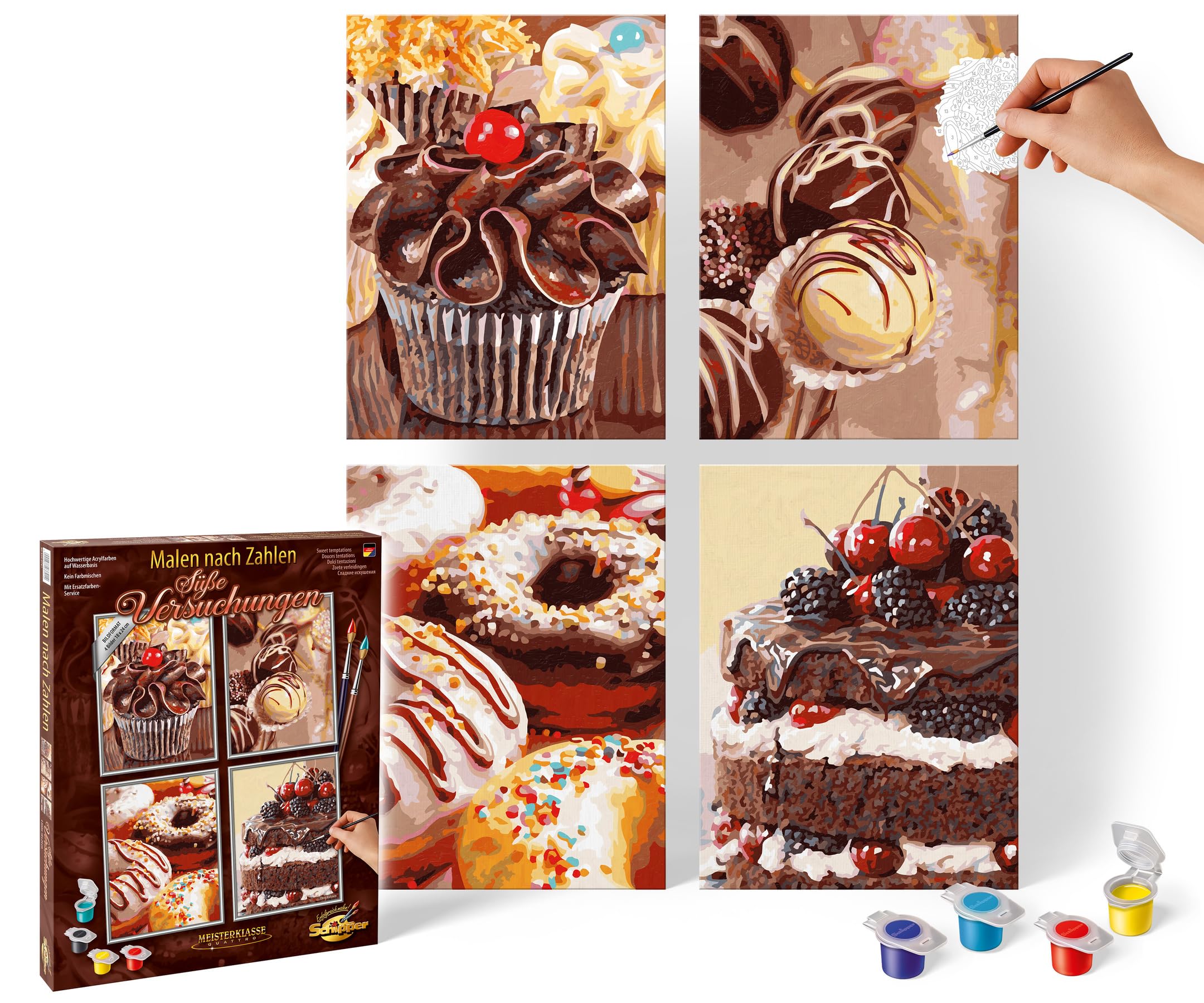 Noris Spiele Schipper Paint by Numbers Sweet Temptation (609340791 Images Each 18 x 24 cm, Multi-Colour
