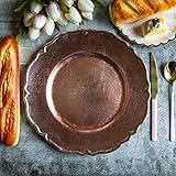 6 pcs 13" Metallic Blush Scalloped Edge Charger Plates - Dinner Wedding Supplies for all Holidays Decorations