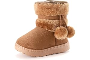 Yeeteepot Girls Boys Snow Boots Kids Warm Winter Boots Toddler Plush Booties Fur Lined Non-Slip Shoes (Toddler/Little Kid/Big Kid)