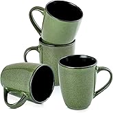 Ceramic Mugs 12oz,Large Ceramic Coffee Cups for Men, Women, Dad, Mom, Modern Coffee Mugs With Handle For Tea,Latte,Cappuccino,Cocoa. (green 4pack)