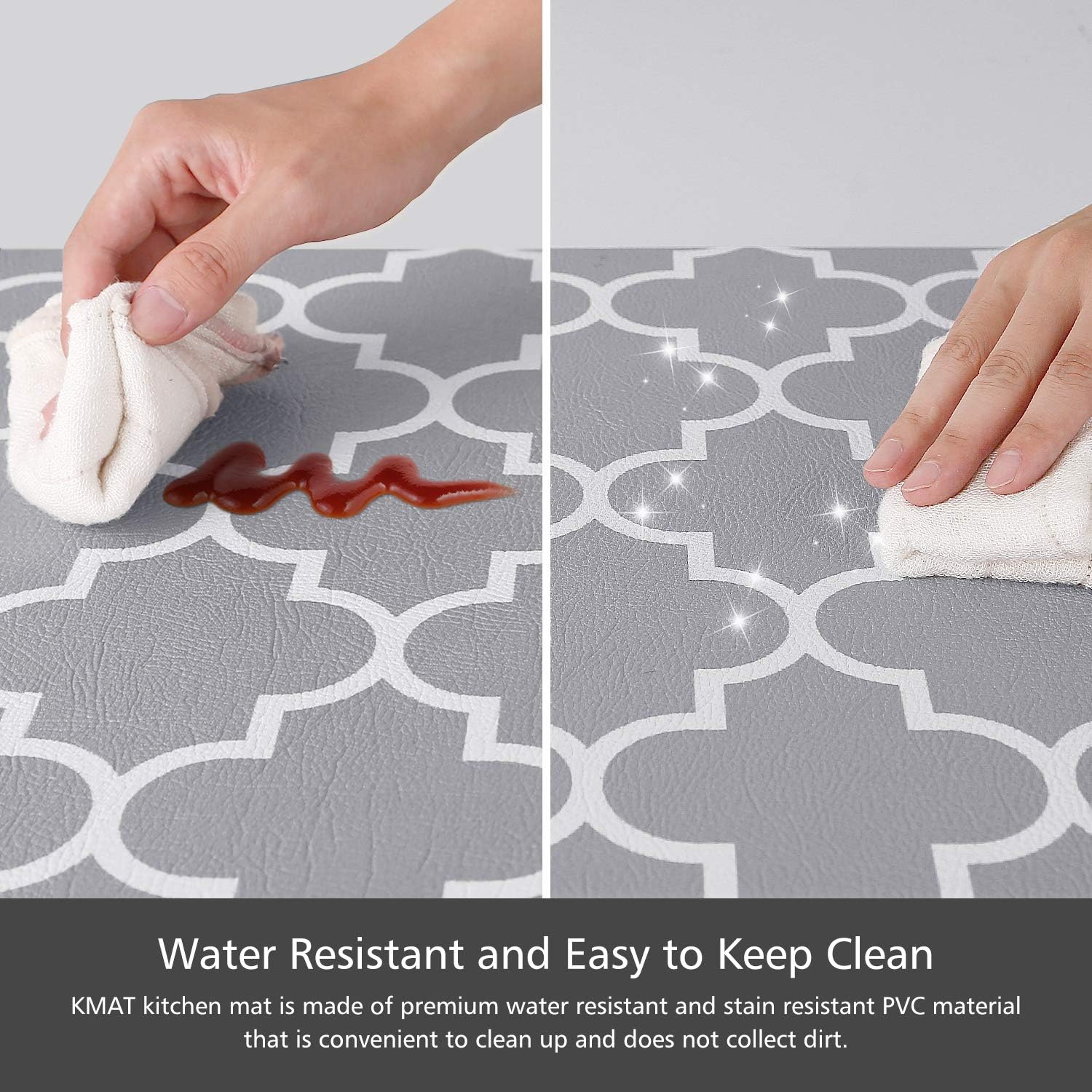 KMAT Kitchen Mat [2 PCS] Cushioned Anti-Fatigue Kitchen Rug, Waterproof Non-Slip Kitchen Mats and Rugs Heavy Duty PVC Ergonomic Comfort Foam Rug for Kitchen, Floor Home, Office, Sink, Laundry: Kitchen & Dining