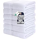 Utopia Towels 6 Pack Medium Bath Towel Set, 24 by 48 Inches, 500 GSM 100% Ring Spun Cotton, Lightweight and Highly Absorbent Quick Drying Premium Towels for Hotel, Spa and Bathroom, White