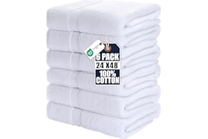 Utopia Towels 6 Pack Medium Bath Towel Set, 24 by 48 Inches, 500 GSM 100% Ring Spun Cotton, Lightweight and Highly Absorbent Quick Drying Premium Towels for Hotel, Spa and Bathroom, White
