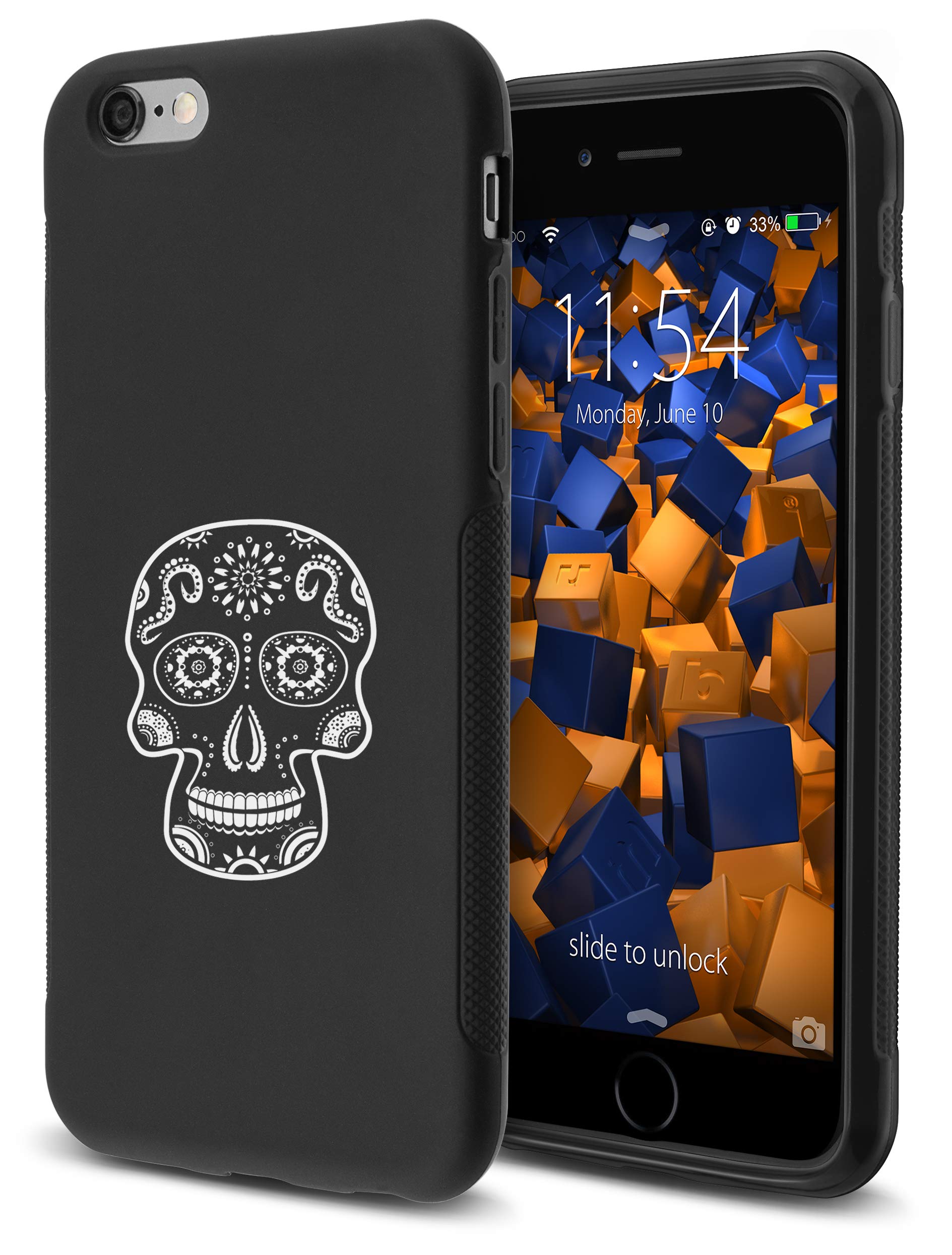 mumbi Mobile Phone Case Compatible with iPhone 6 / 6S Double Grip with Calavera Motif White/Black โ image 1