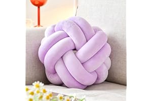 Uvvyui Knot Pillow Ball, Soft Lavender Home Decor Knotted Pillows, Cute 8" Knot Pillow Round Velvet Plush Throw Pillow, Aesthetic Decorative Pillows for Bed, Floor, Couch, Bedroom