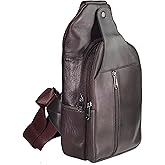 Bullz Crossbody Backpack Travel Hiking Chest Bag Daypack Leather Sling Bag for Men and Women (Brown)