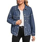 Sidefeel Women's Denim Jackets Casual Long Sleeve Oversized Fall Outfits Jean Jacket