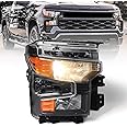 VLINCAR Halogen Headlight Assembly Compatible with Chevy Silverado 1500 2022 2023 2024 LED DRL Replacement Head Light Lamp Right Passenger Side