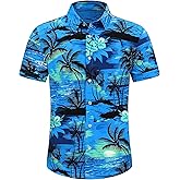 Tnhcpk Men's Hawaiian Shirt Short Sleeves Printed Casual Button Down Funky Summer Tropical Holiday Beach Male Shirts