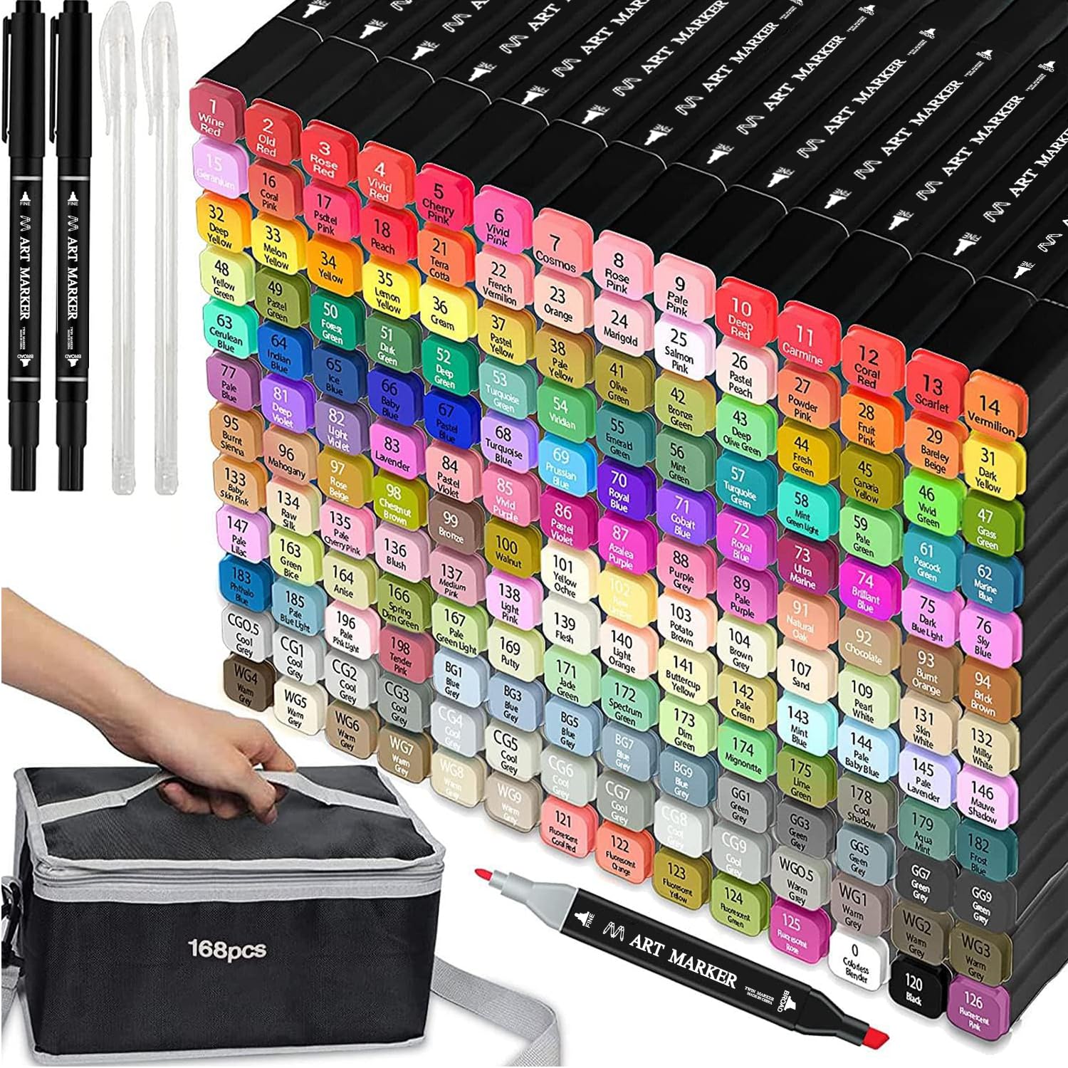 Photo 1 of Tommax 168 Colors Dual Tip Alcohol Markers, Sketch Markers Set for Kids Adults Artists Painting, Coloring, Sketching, Multicolor