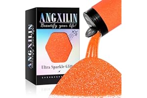 ANGXILIN High Capacity 260g Iridescent Fine Glitter,Shaker Bottle Glitter for Epoxy Resin DIY Craft, Nail Art Face BodyTumbler Making (IRI Orange Yellow)