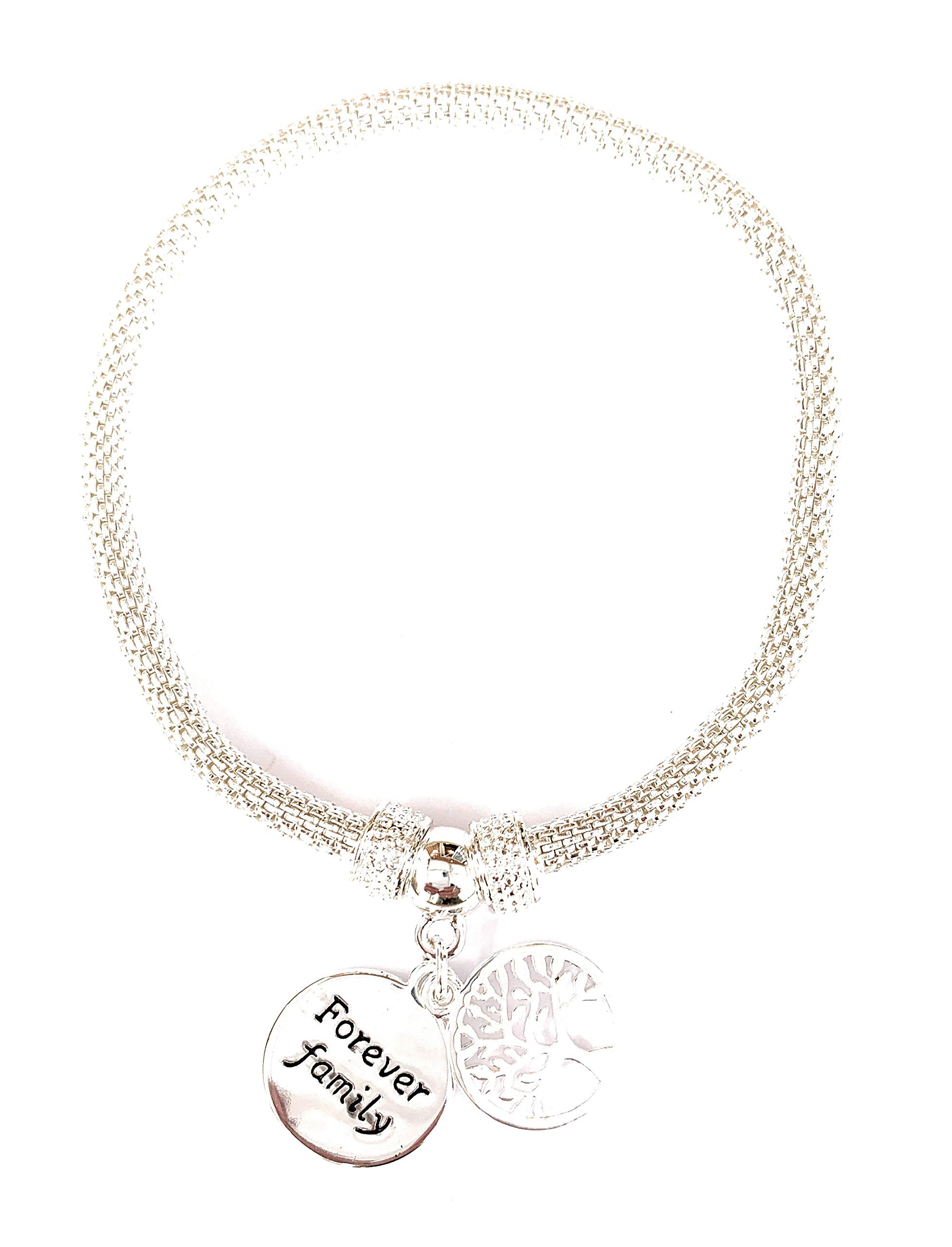 equilibrium Silver Plated Mesh Stretchy Tree of Life Bracelet Charm Family