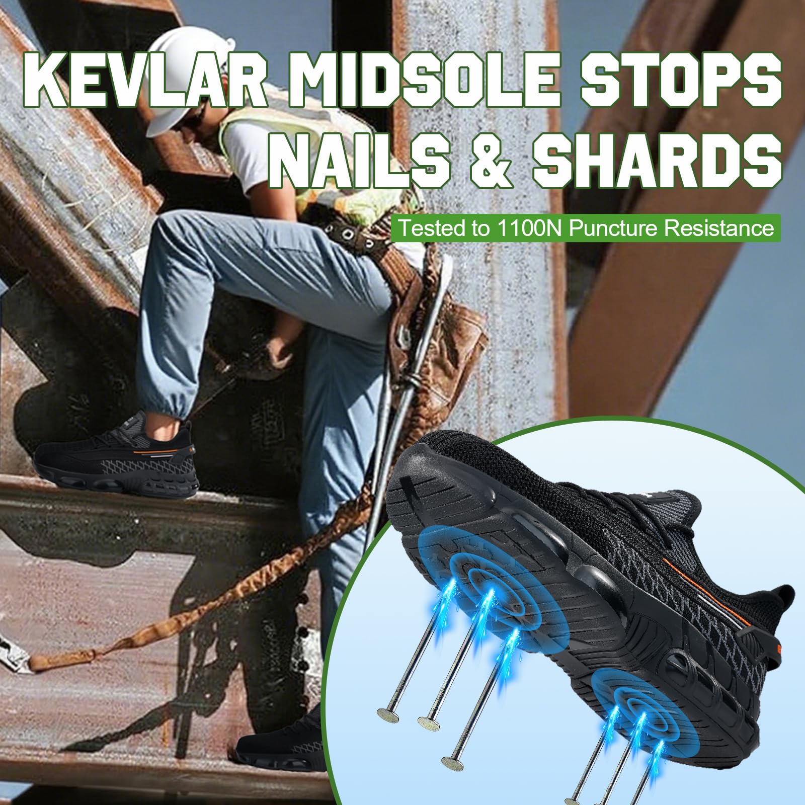 Steel Toe Shoes for Men Lightweight Work Shoes Construction Industrial Work Tennis Shoes Safety Shoes Comfortable Steel Toe Sneakers for Men Women
