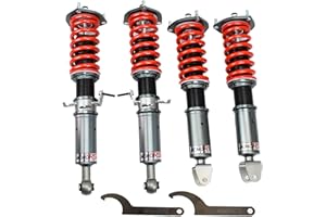 Godspeed MRS1409 MonoRS Coilover Suspension Lowering Kit, 32 Damping Adjustment, Ride Height Adjustable, compatible with Infiniti Q50 V6 RWD (V37) 2014-23 (Front Ball Type)