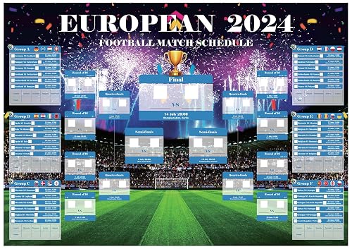 Fixture Poster YOFANUP 2024 Europe Soccer Wall Chart, Wall Chart - A2 Size, Europe ...