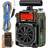 ZHIWHIS AM FM Shortwave Radio with Bluetooth and NOAA Alert, Small Rechargeable Radios with APP Control, Bass, SOS Alarm, Preset, T-Type Antenna, Emergency w/ 9.9 Ft Wire Antenna for Camping ZWS-777