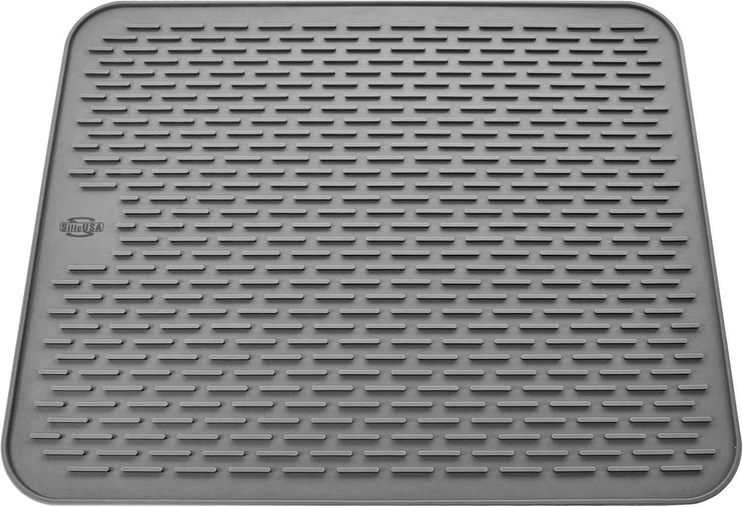 Silicone Dish Drying Mat - Large 19.7x15.7 - Sink Mat - Dish Draining Mat - Silicone Trivet Mat - Heat Resistant - Countertop Mat - Kitchen Drying Mat - Color Gray