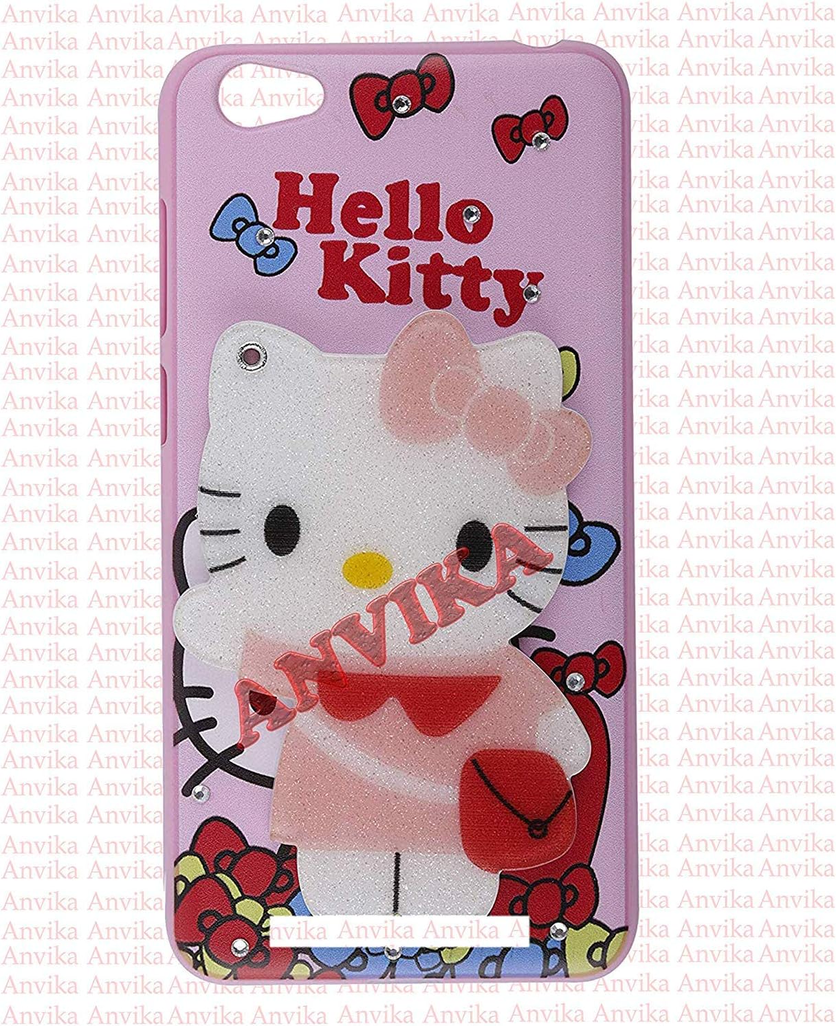 ANVIKA Mirror Kitty Case Cover for- MI 4A (3D Cute Mirror Hello Kitty Soft Silicone Back Cover for MI 4A (Colors May Vary)