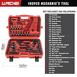 LLNDEI 160-Piece Mechanics Tool Set, Metric Socket