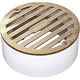 NDS 910B, 4 In. Round Grate Drain Cover, with PVC Collar, Connects to 3 Inch Drain Pipe & 4 Inch Drain Fittings, for Small La