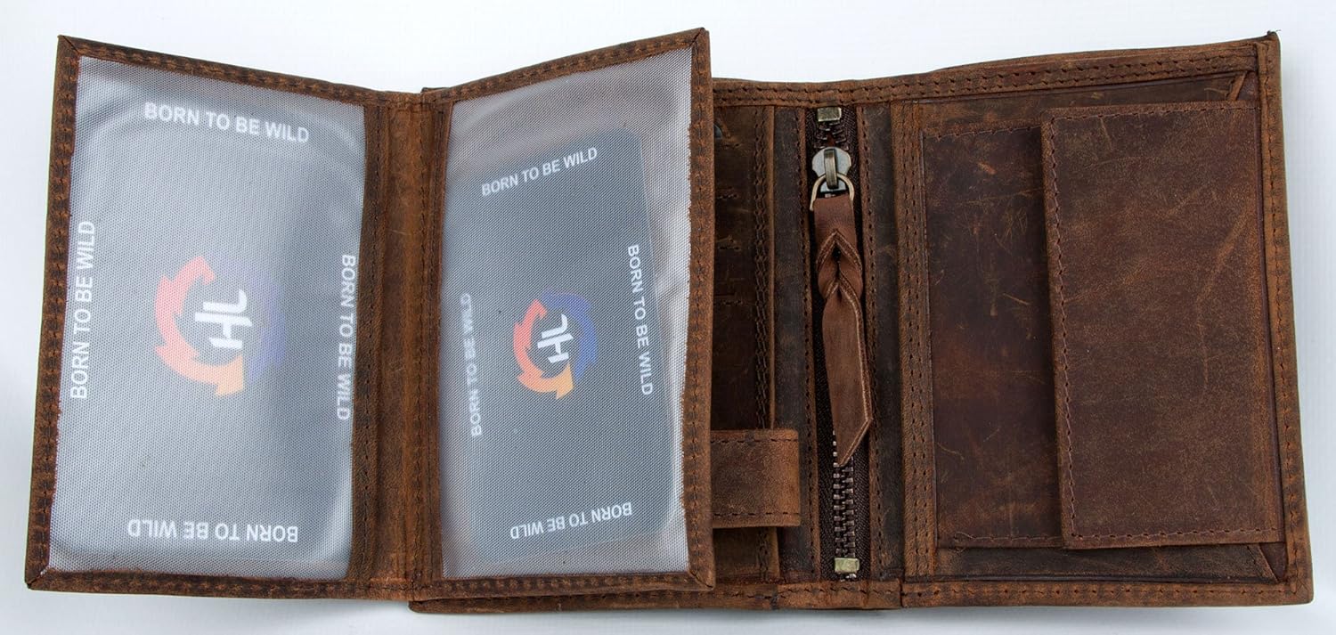 Natural Strong Genuine Leather Wallet HL Whole Made of a Leather, Brown - Image 4