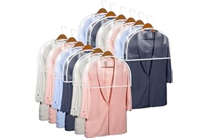 HANDY LAUNDRY Clear Vinyl Shoulder Covers Closet Suit Protects Storage Home Decor Set of 12, 12"H x 22"W x 2"D