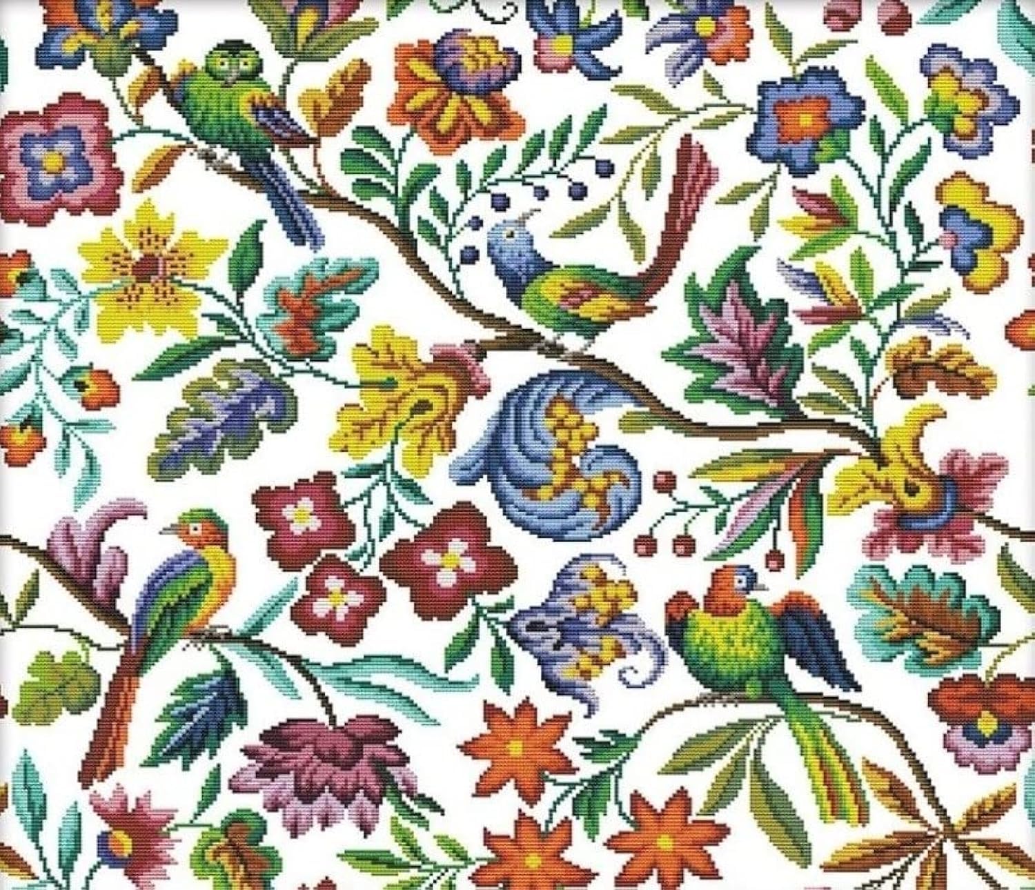 arione Cross Stitch Kits for Adults Beginners Pre Printed Stamped Cross Stitch Kit Embroidery Tapestry Kit Birds Twitter 59 x 55 cm.