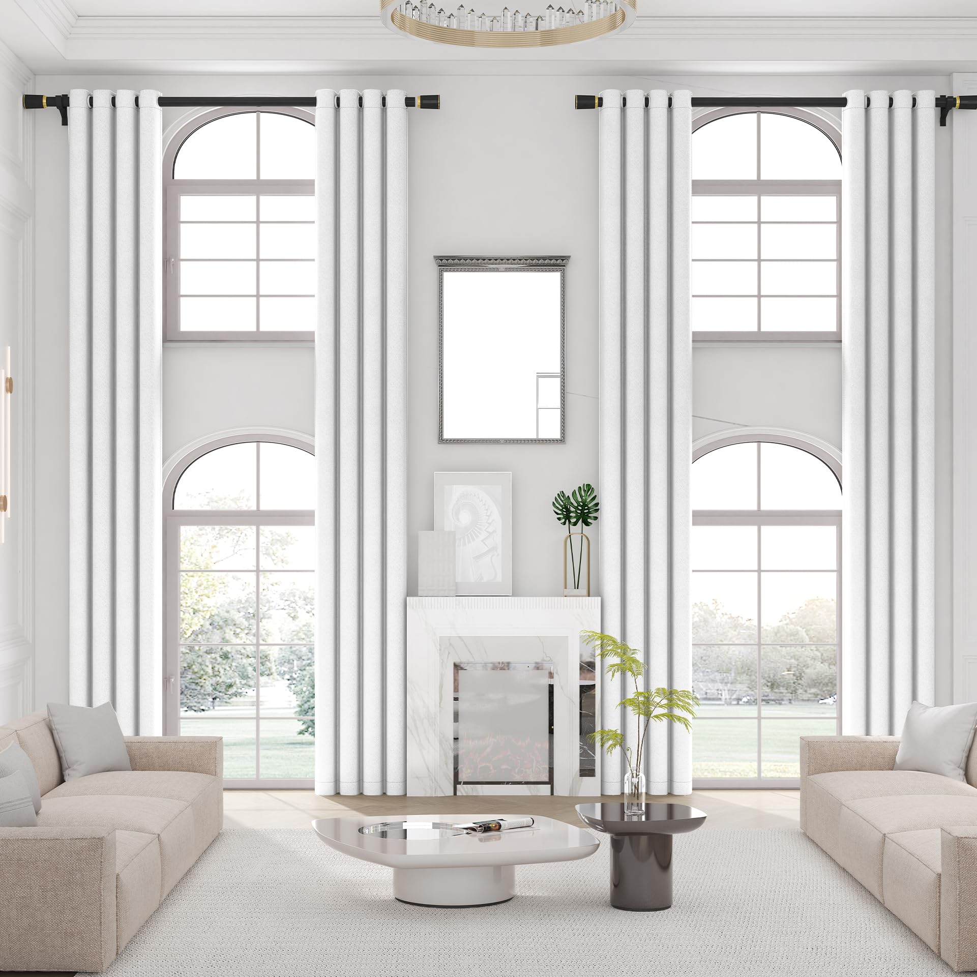 Photo 1 of **RUSTED GROMMETS*** Phating Extra Long Grommet Blackout Curtain, Room Darkening High Ceiling Window Curtains for Loft and Living Room (1 Panel, White, 52"x216")