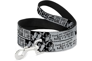 The Goonies Pet Leash, Dog Leash, The Goonies Quotes and Icons Collage Gray Black, 6 Feet Long 1.0 Inch Wide