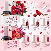 30 Set 2/4 Cups Drink Carrier with Handle, 12-30 oz Kraft Paperboard Coffee Cup Holder for Cold Hot Drinks, Takeout Beverage Delivery for Valentine(Valentine Style,7 x 3 x 9 Inch,White Pink)