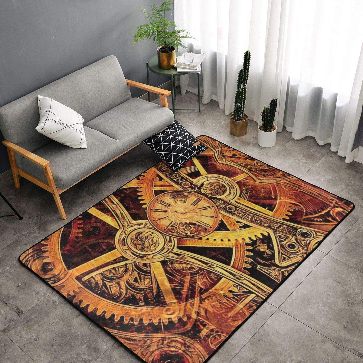 Bedroom Livingroom Sitting-Room Queen Size Area Rug Home Decor - Cool Steampunk Gears Floor Pad Rugs Quick Dry Throw Bath Rugs Yoga Mat Non-Slip Throw ...