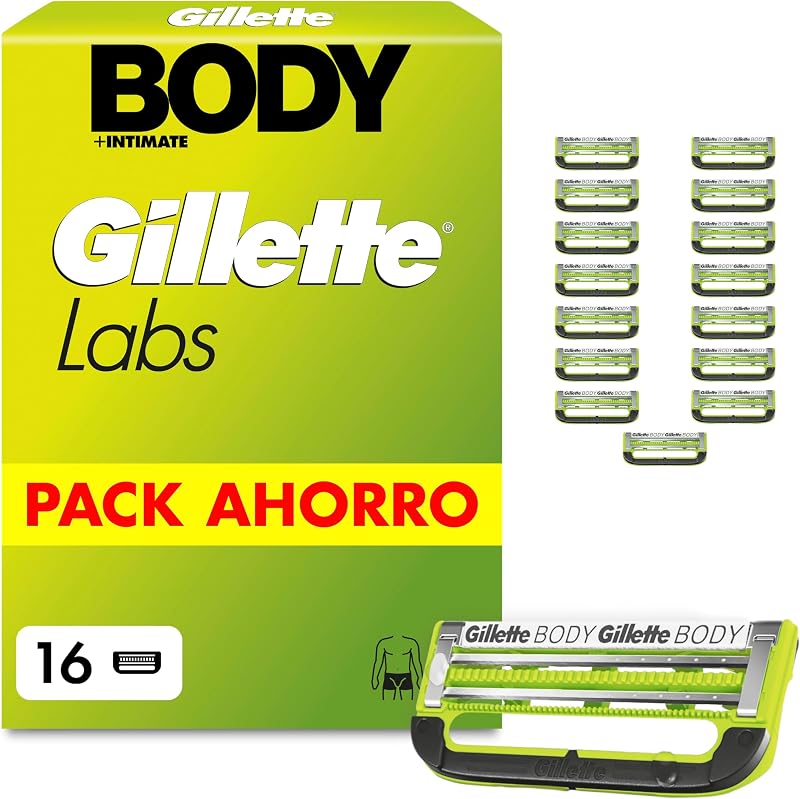 Labs Body + Intimate Cuchillas de Afeitar Cuerpo Hombre, Pack de 16