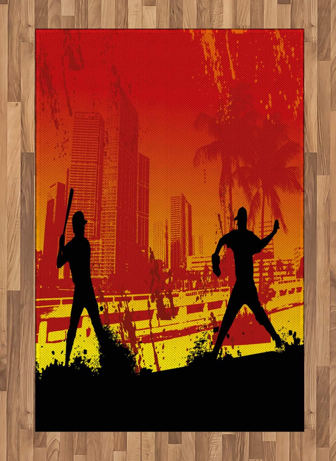 ABAKUHAUS Teen Zimmer Teppich, Baseball in der Stadt, Deko-Teppich