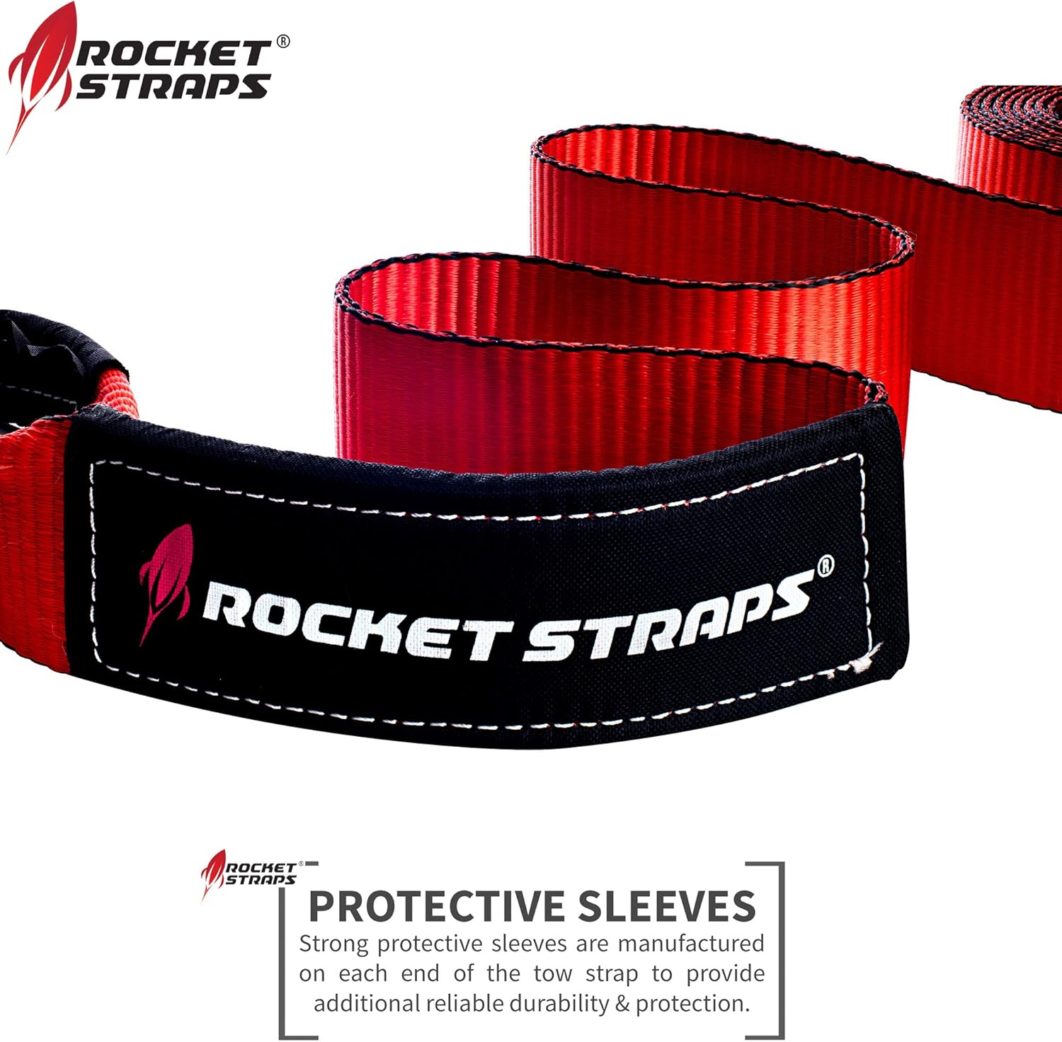 Rocket Straps - 3" x 30' Heavy Duty Tow Strap | 30,000 LBS Rated Capacity Recovery Strap | Vehicle Tow Straps with Protected Loop Ends | Emergency Off Road Truck Accessories Towing Rope | Storage Bag: Automotive