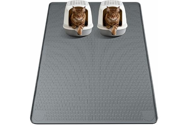 Silicone Cat Litter Mat for Litter Box 145x101cm Large Cat Mat, Dark Grey | Waterproof, Non-Slip, Leak-Proof Rug Mat with Lip