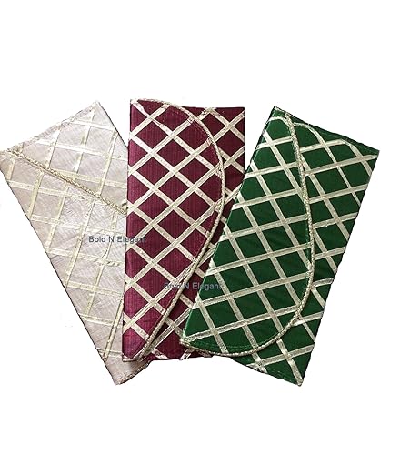 Bold N Elegant Handmade Classy Raw Silk & Zari Gotta Shagun Envelope Wedding Party Wallet Clutch Gifting Lifafa Envelope