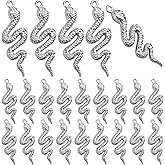 Hmjpng 32 Pieces Antique Silver Snake Dangle Charms Vintage Alloy Animal Snake Shape Pendant Craft Supplies for DIY Necklace Bracelet Keychains Jewelry Making Decor